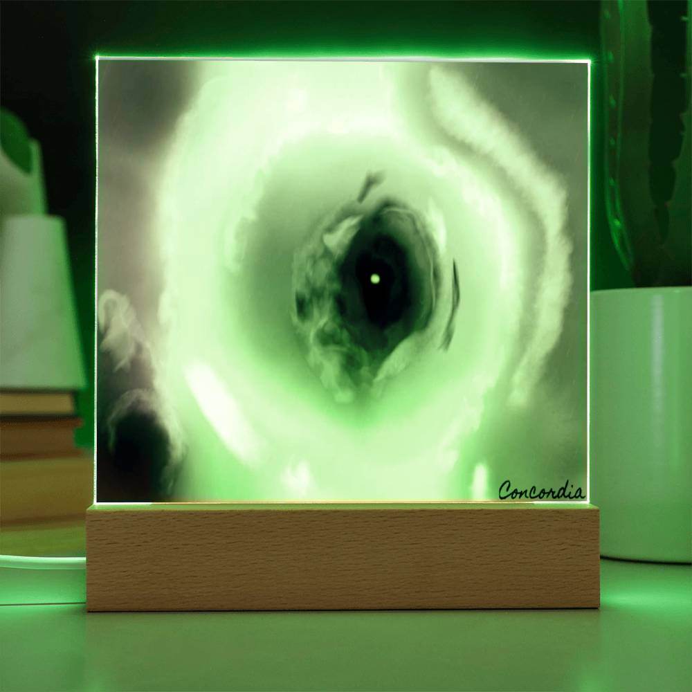 The Eye - Square Acrylic Plaque with LED Wooden Base - Concordia Style Boutique