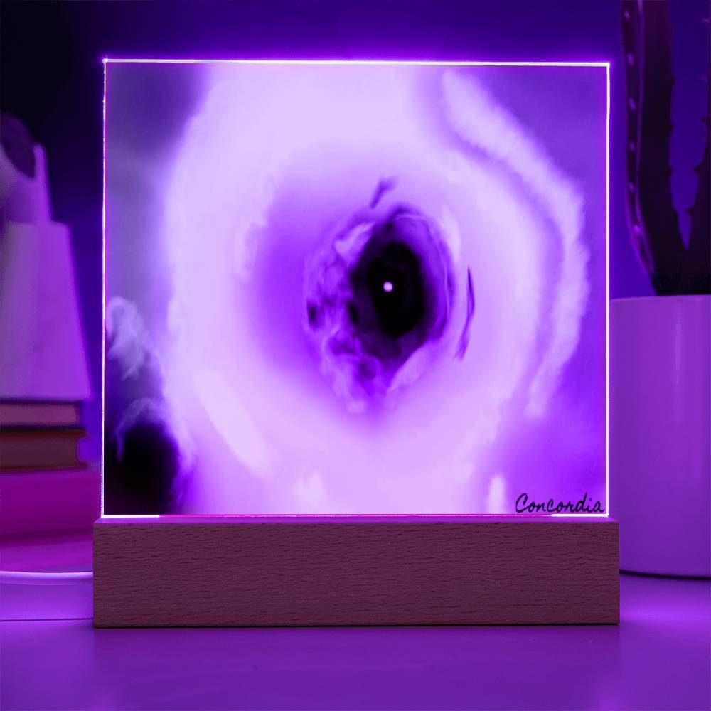 The Eye - Square Acrylic Plaque with LED Wooden Base - Concordia Style Boutique