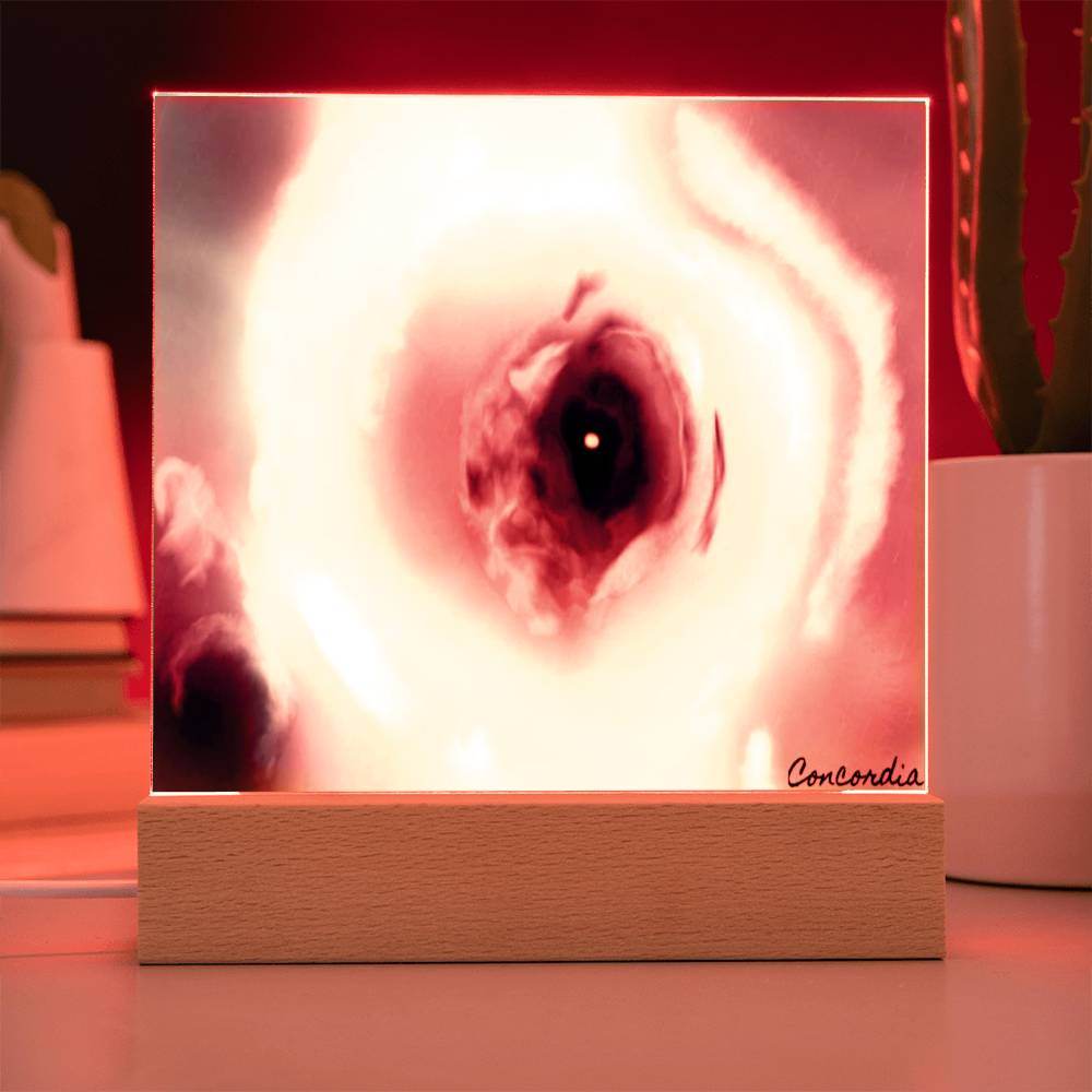 The Eye - Square Acrylic Plaque with LED Wooden Base - Concordia Style Boutique
