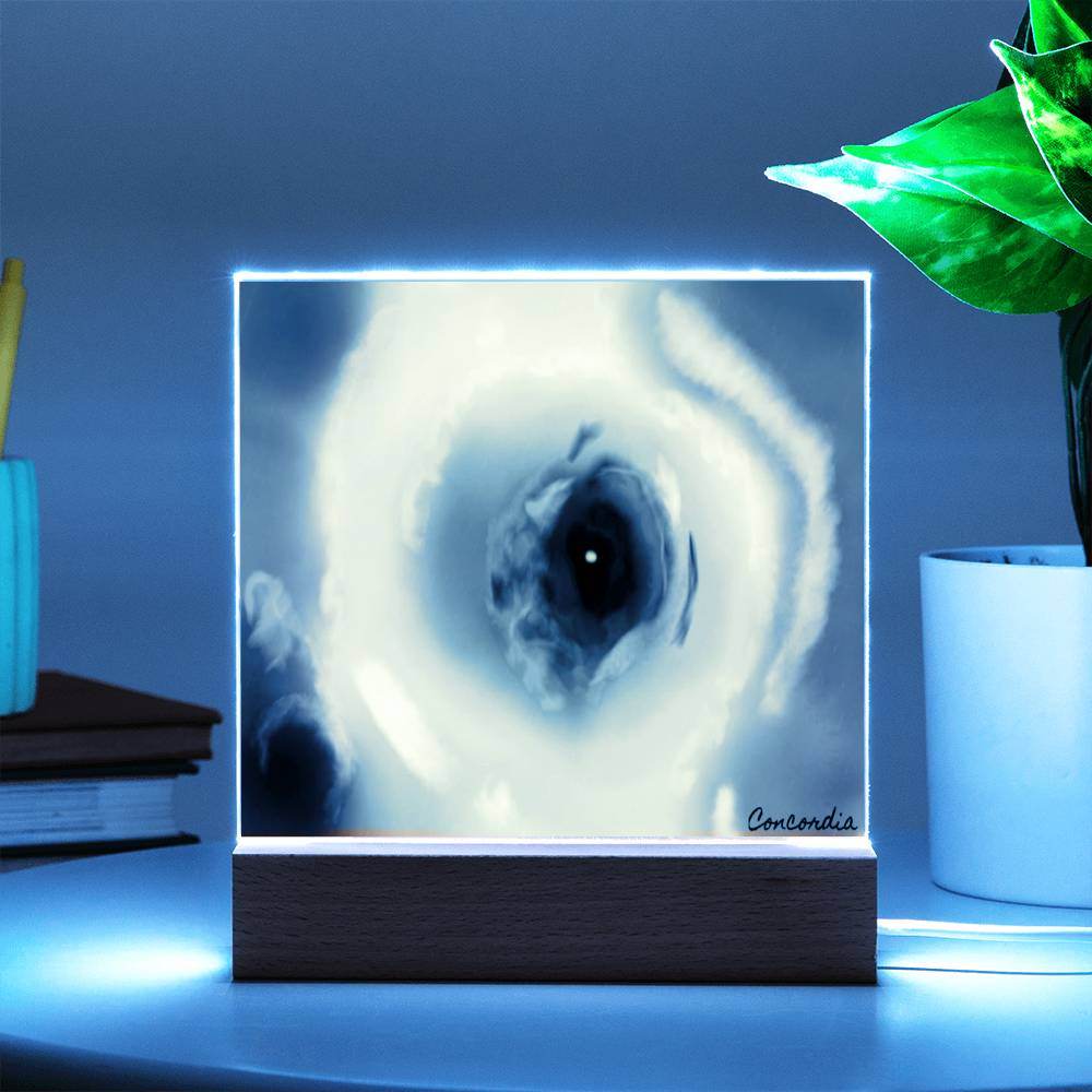 The Eye - Square Acrylic Plaque with LED Wooden Base - Concordia Style Boutique