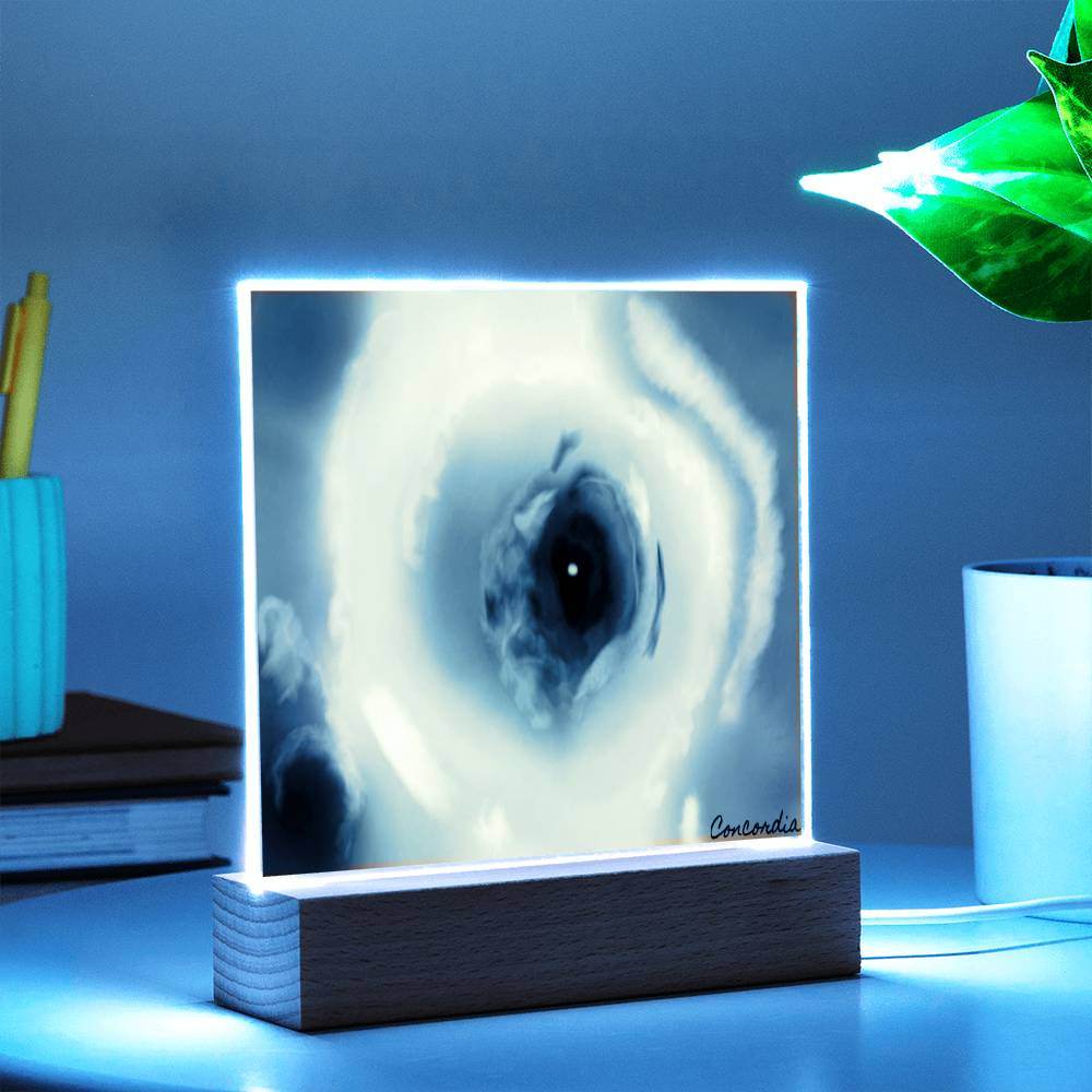 The Eye - Square Acrylic Plaque with LED Wooden Base - Concordia Style Boutique