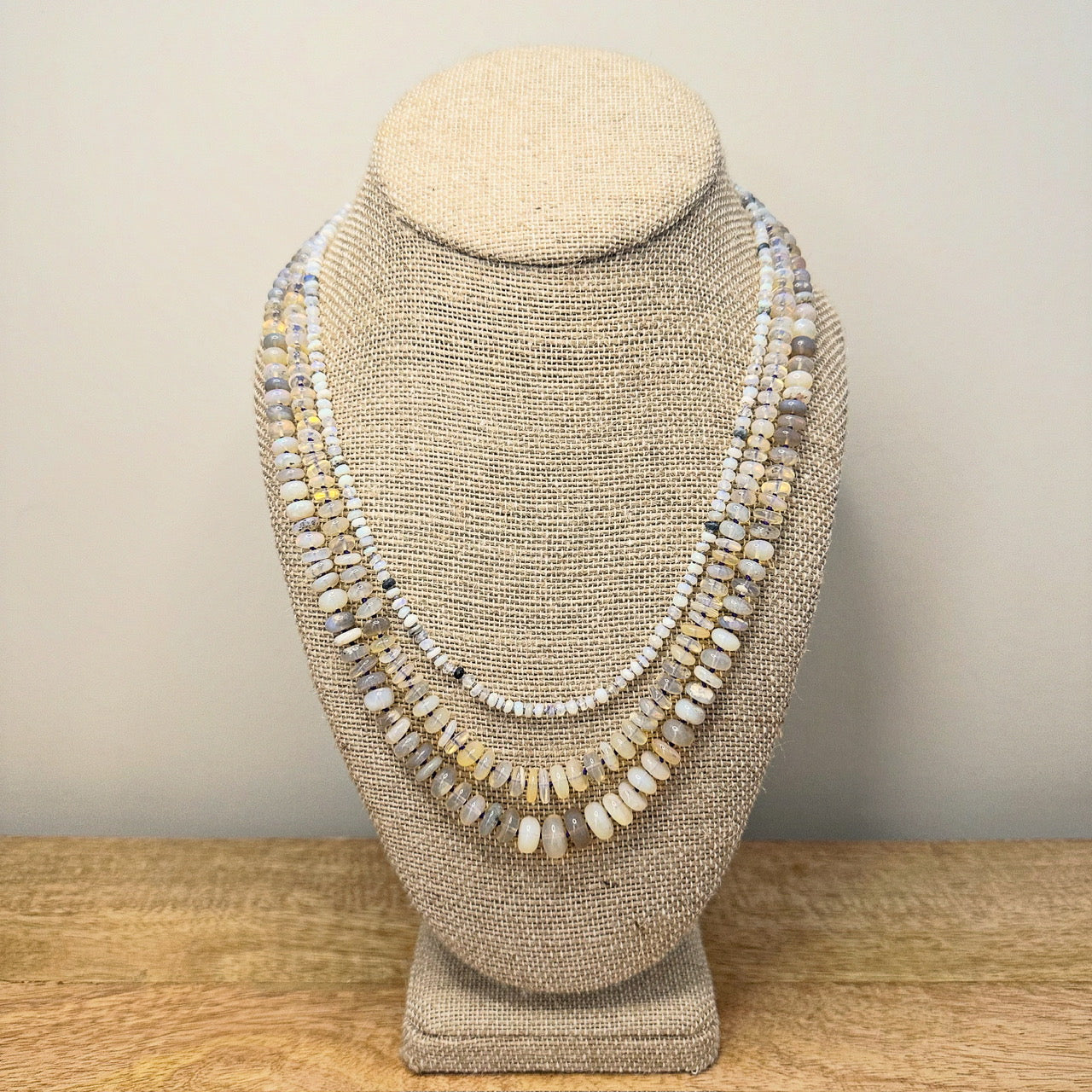 Australian Opal Bead Necklace 14K Gold