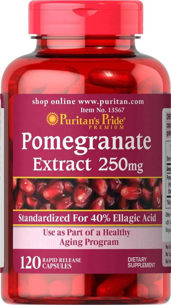 Premium Pomegranate Extract - 250 mg - Dietary Supplement for Antioxidant Health and Healthy Aging - 40% Ellagic Acid - 120 Rapid Release Capsules (Packaging May Vary) - Concordia Style Boutique