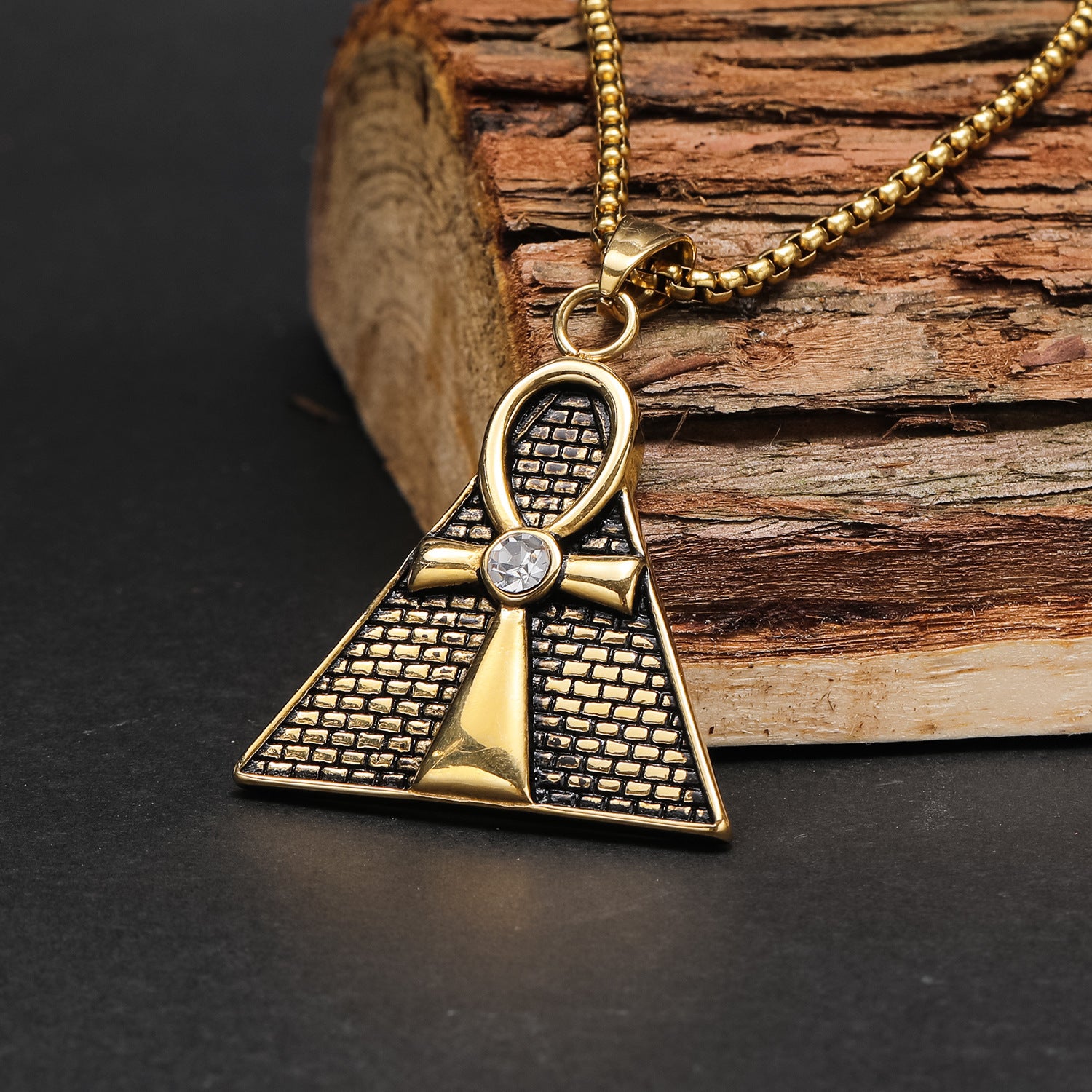 Hip Hop Ancient Egypt Horus Eye Pyramid Male Pendant Personality Cross Titanium Steel Necklace - Concordia Style Boutique