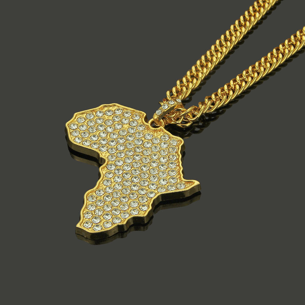 Africa Map Necklace Full Diamond Pendant - Premium Castor Oil from erDouckan - Just $20! Shop now at Concordia Style Boutique
