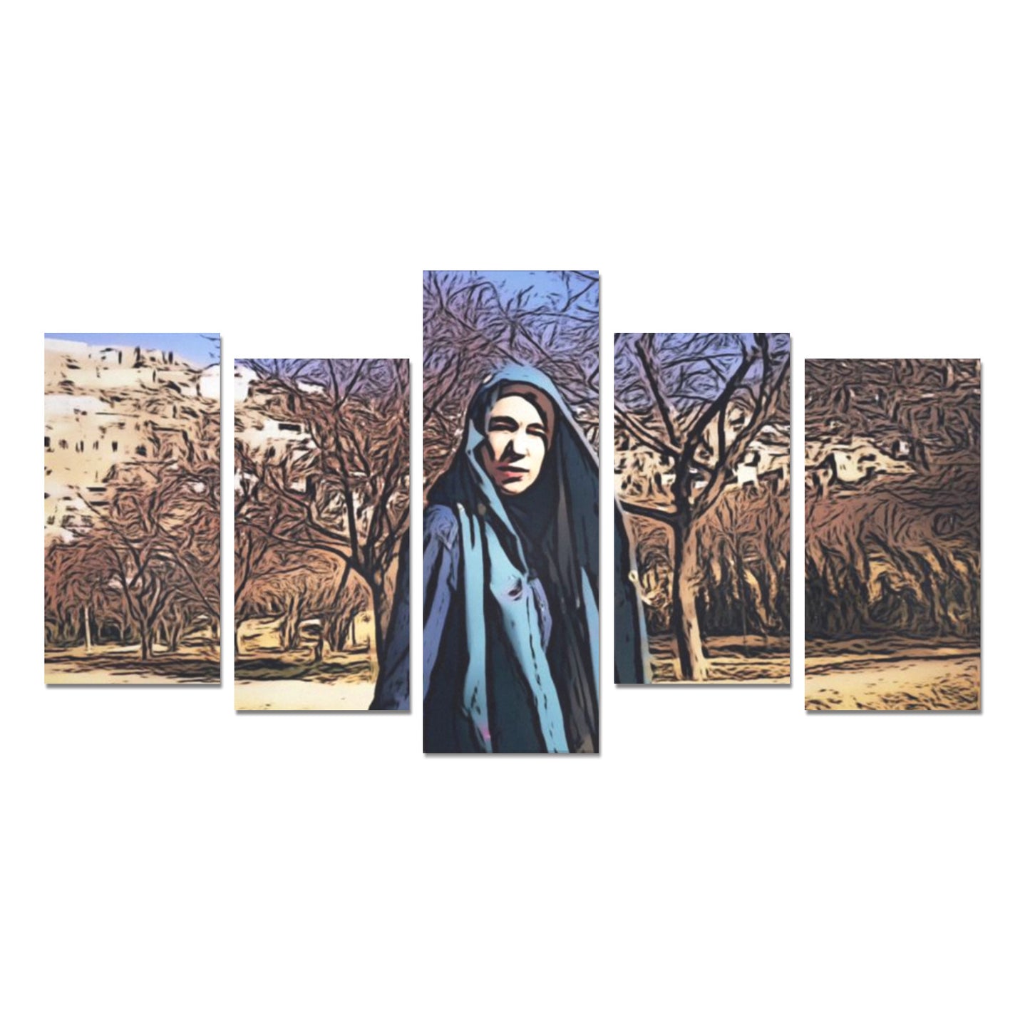 Canvas Wall Art Prints (No Frame) 5-Pieces - "Linda in Kabul" - Premium Canvas Wall Art Prints from Concordia Style Boutique - Just $49.24! Shop now at Concordia Style Boutique