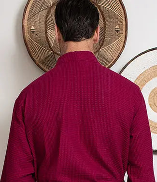 Waffle Kimono Spa Bathrobe for Men - Absorbent, Lightweight - Concordia Style Boutique