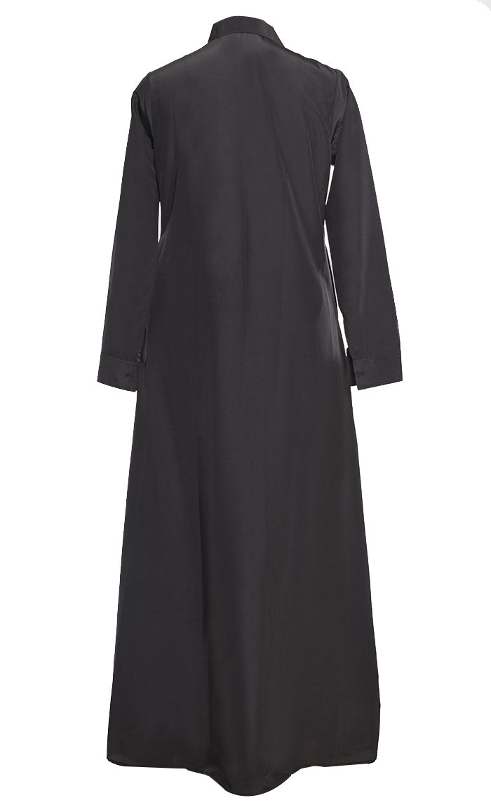 Basic Comfortable Abaya With Button Down And Included Pockets