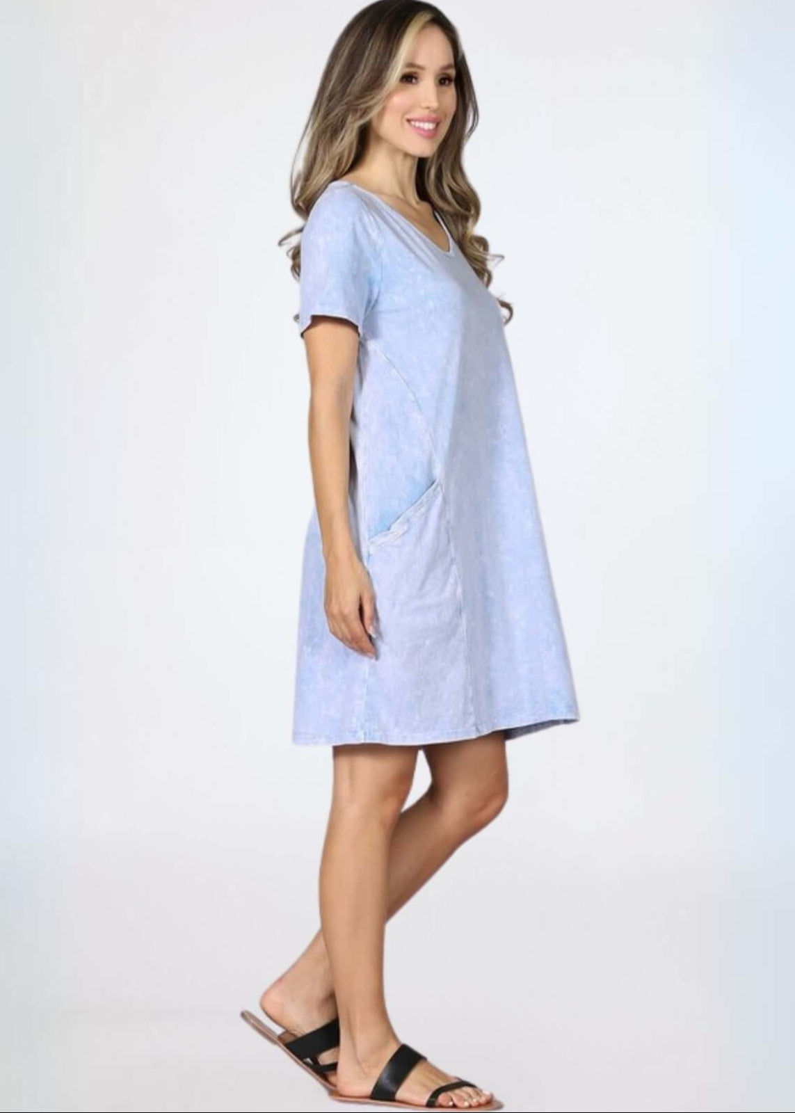 Easy Going Casual Cotton Dress with Short Sleeves - Concordia Style Boutique