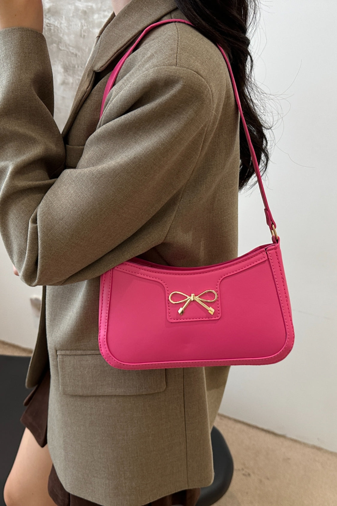 Bow Trim PU Leather Shoulder Bag - Premium Shoulder Bag from Concordia Style Boutique - Just $18.68! Shop now at Concordia Style Boutique