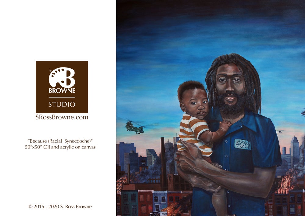 'BECAUSE (RACIAL SYNECDOCHE)' S. Ross Browne Greeting Card: 5x7 Frame Ready