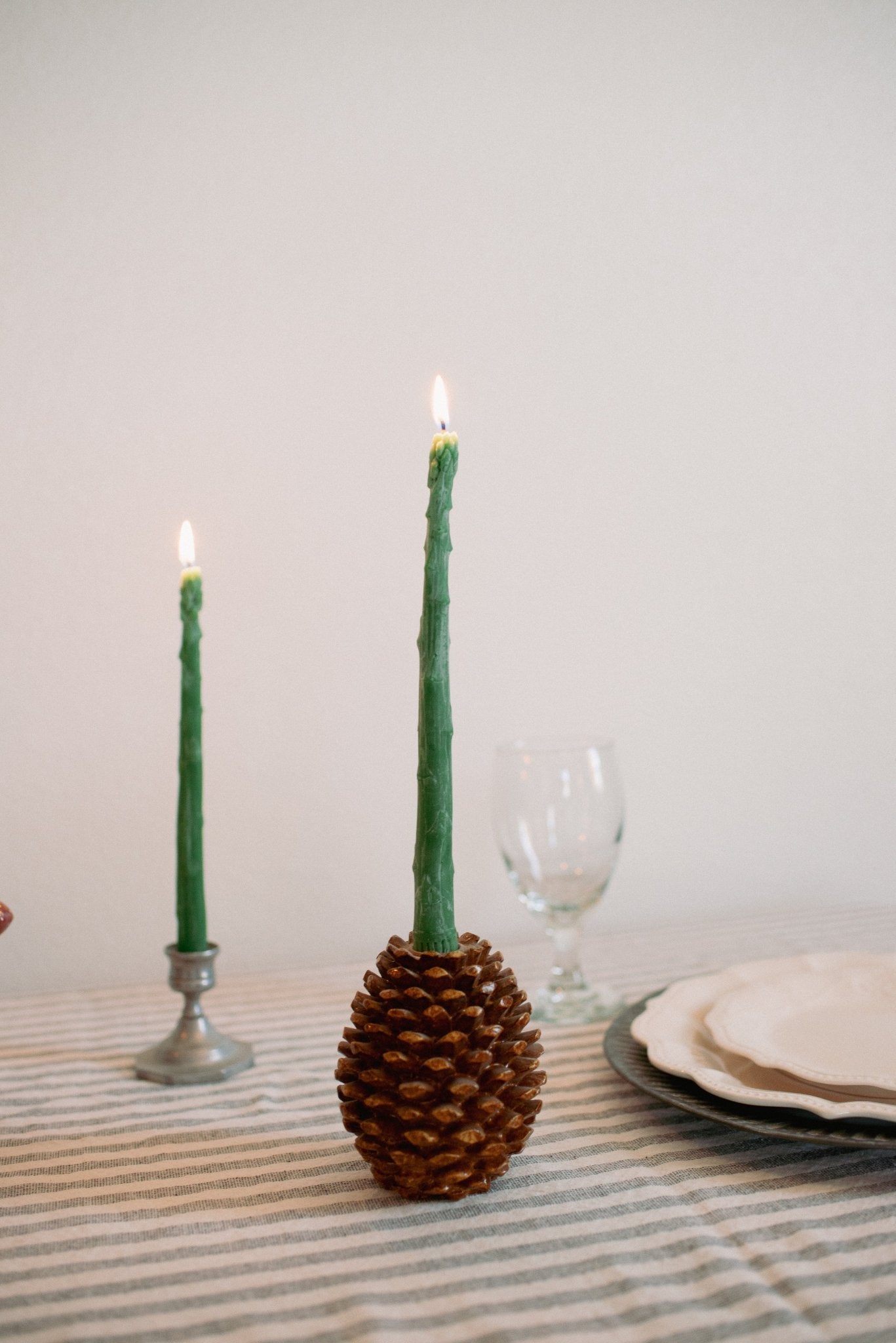 BEESWAX ASPARAGUS TAPER CANDLES PAIR - 9 INCH TALL - Concordia Style Boutique