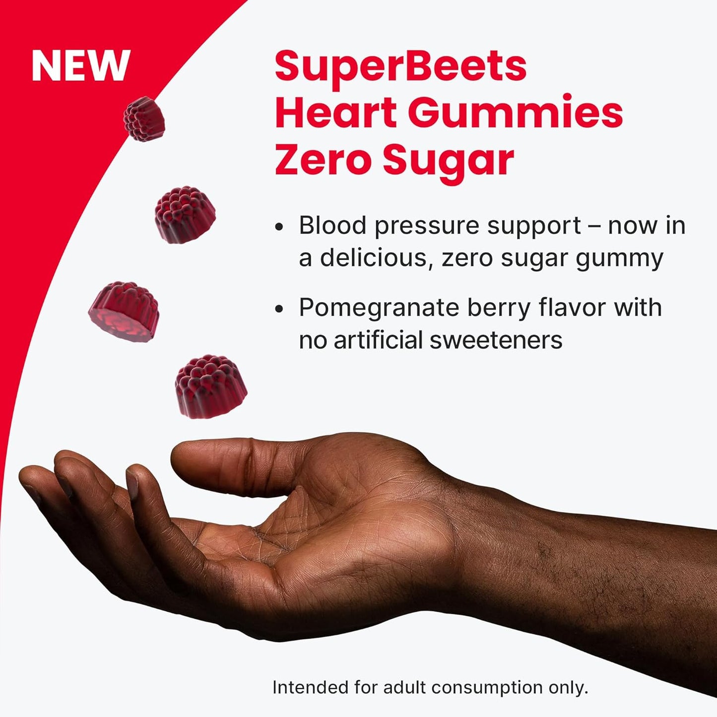 HumanN SuperBeets Heart Gummies 3-Pack – Sugar-Free Beetroot & Grape Seed Extract for Heart Health, Energy & Circulation – Pomegranate Berry Flavor, 60 Gummies Each