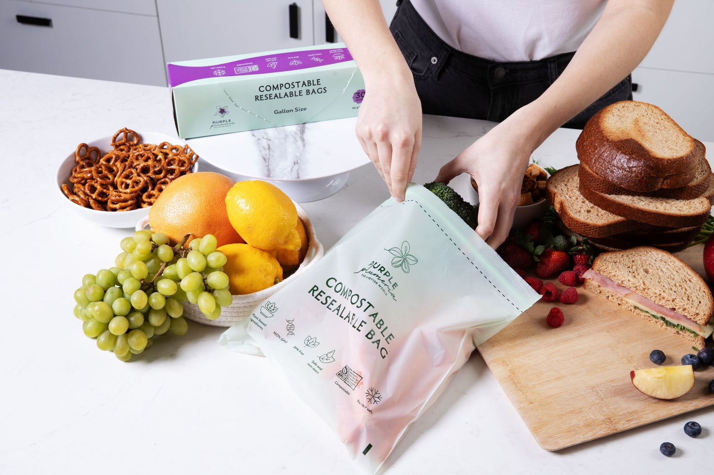 The Complete Eco Friendly Kitchen Bundle – Compostable Zip Bags, Cling wrap, Sponges & Trash Bags