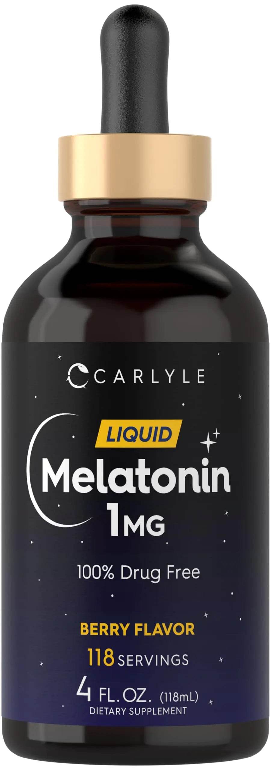 Liquid Melatonin - 1 mg | 4 fl oz Drops | Berry Flavor | Non-GMO Vegetarian Supplement - Concordia Style Boutique