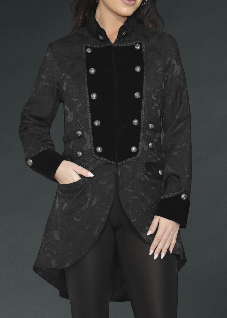 Black Pearl Pirate Brocade Victorian Coat - Concordia Style Boutique