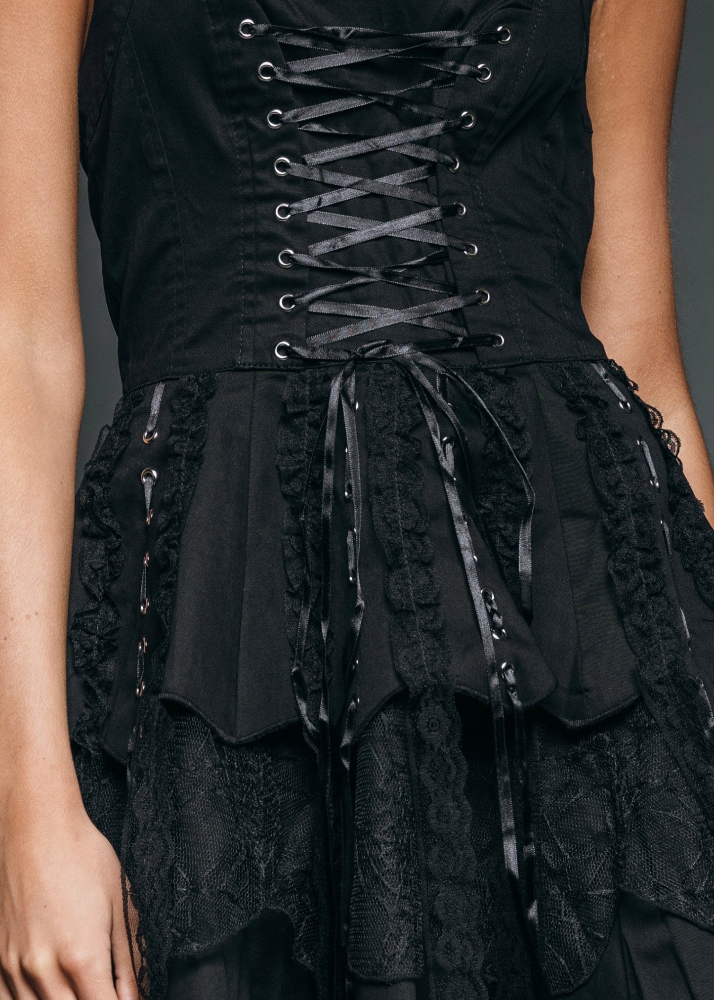 Astrid Gothic Mini Dress with Corset Lacing - Concordia Style Boutique