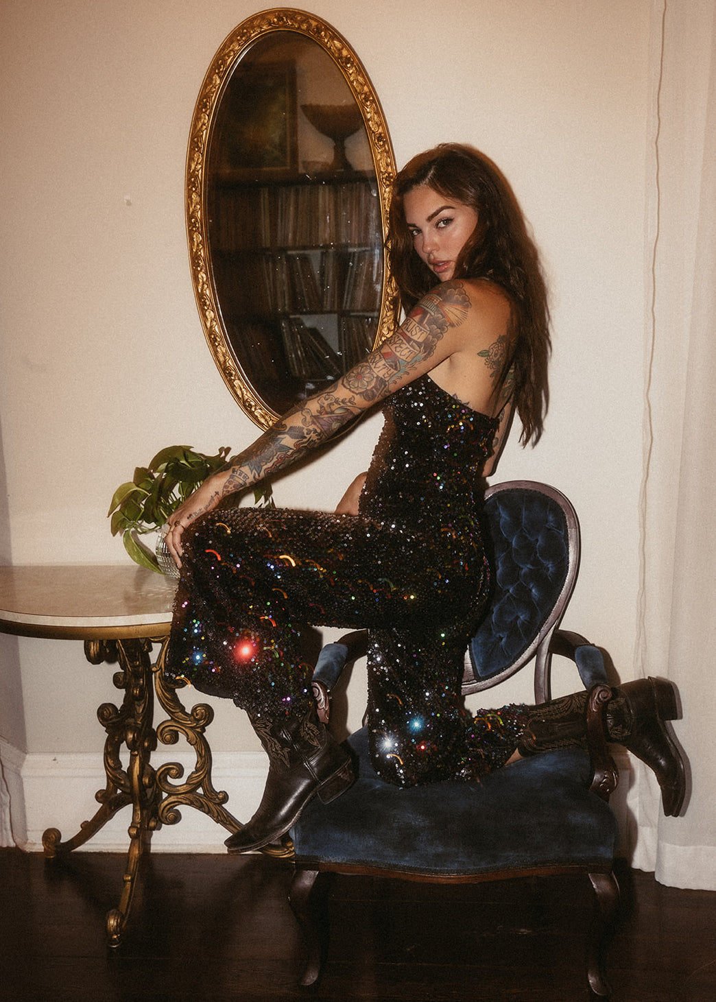 Sleeveless Sequin Jumpsuit With Wide Leg Pants - Concordia Style Boutique