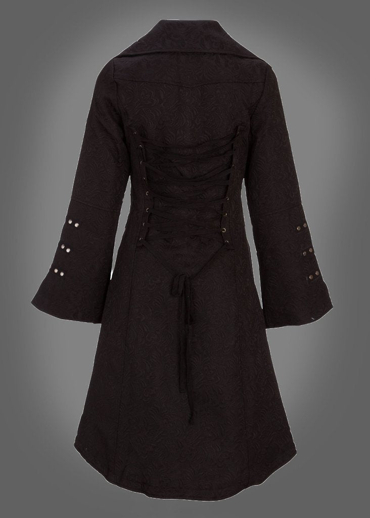 Wednesday Black Victorian Coat with Lacing - Concordia Style Boutique