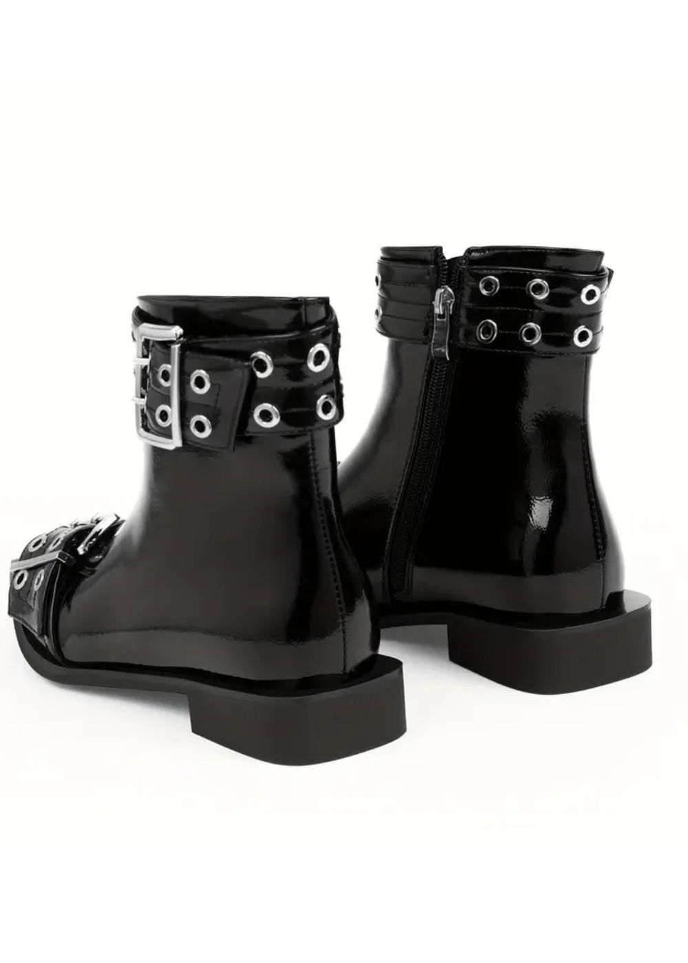 Rockstar Black Buckle Pointed Toe Ankle Boots - Concordia Style Boutique