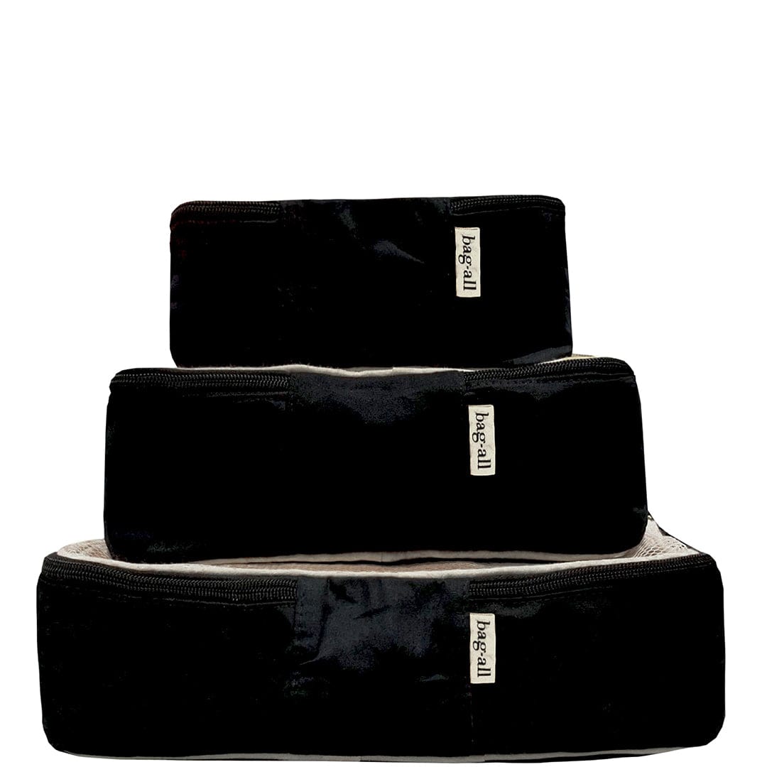 Cotton Packing Cubes, Print, 3-pack Black - Concordia Style Boutique