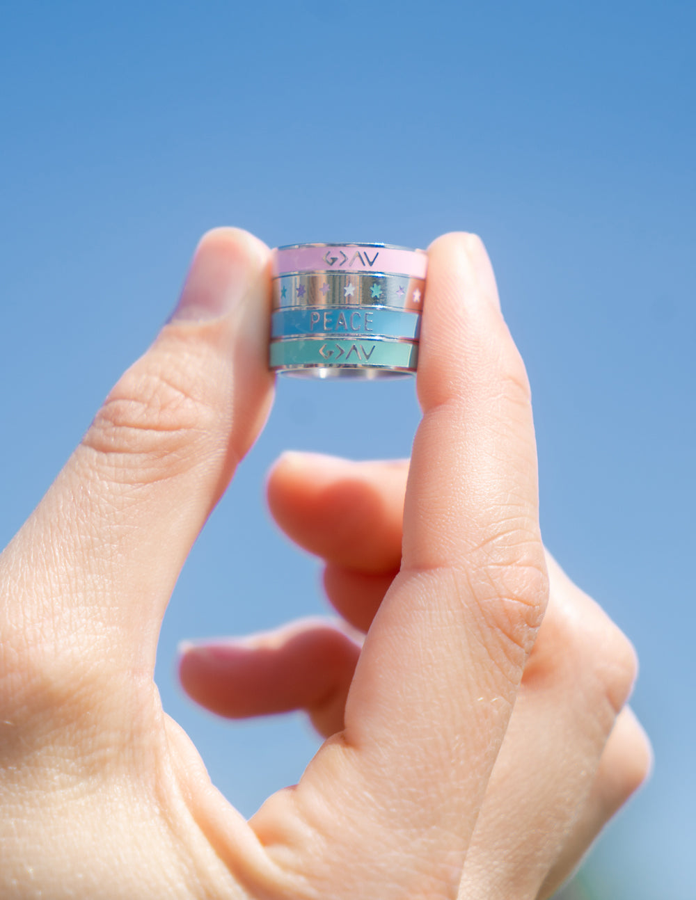 Blue Enamel Peace Ring - Concordia Style Boutique