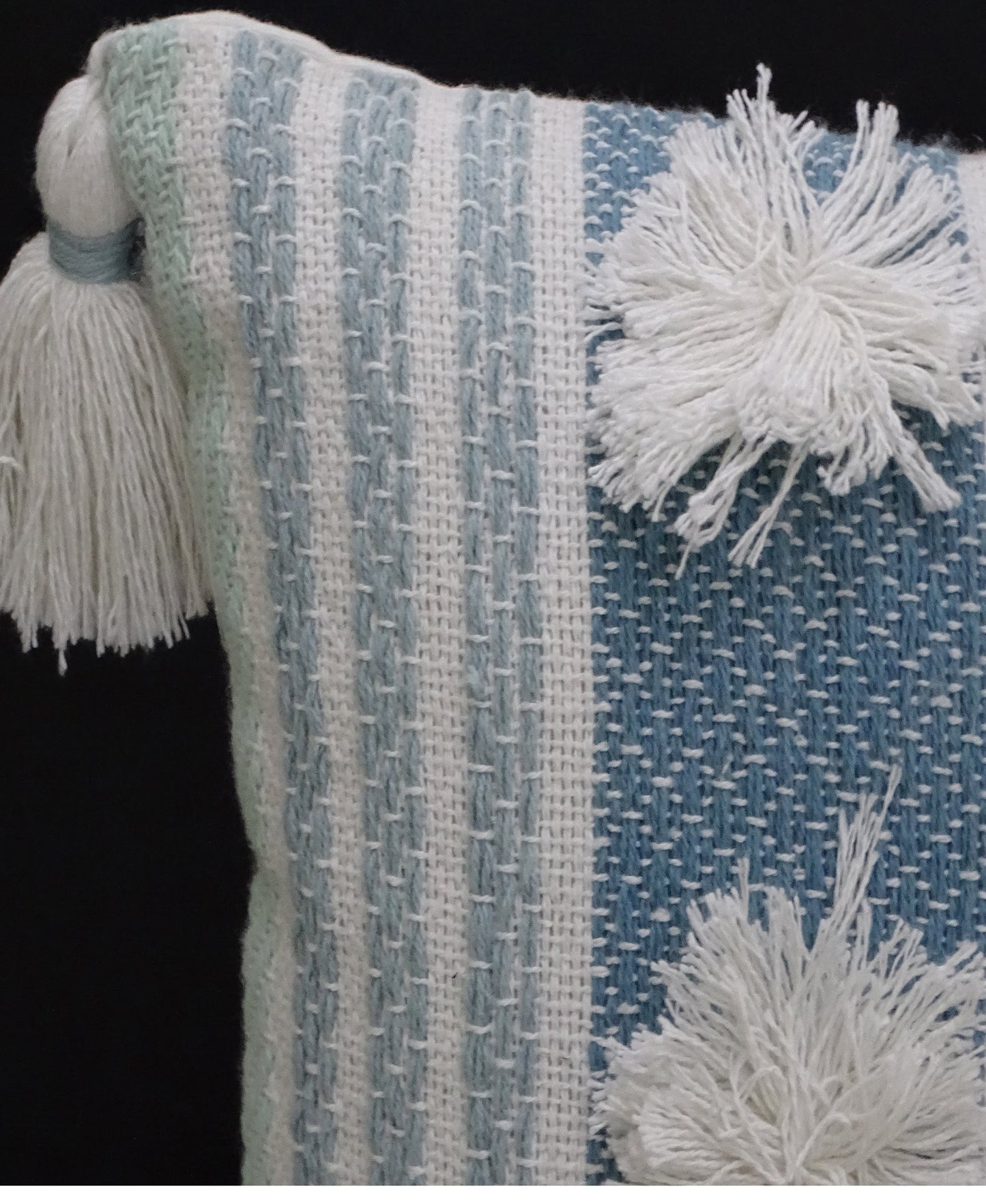 Accent Pillow with Large Poms and Corner Tassels 14" x 20" with Insert