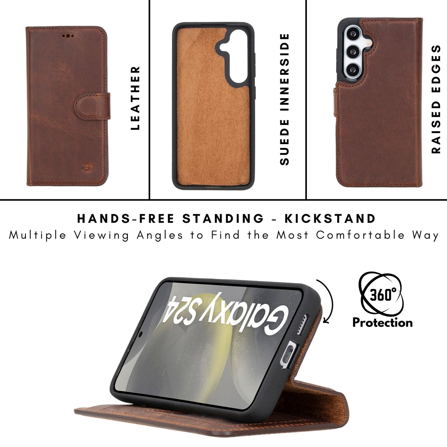 Buffalo Leather Samsung Galaxy S24 Wallet with Detachable Case - Concordia Style Boutique