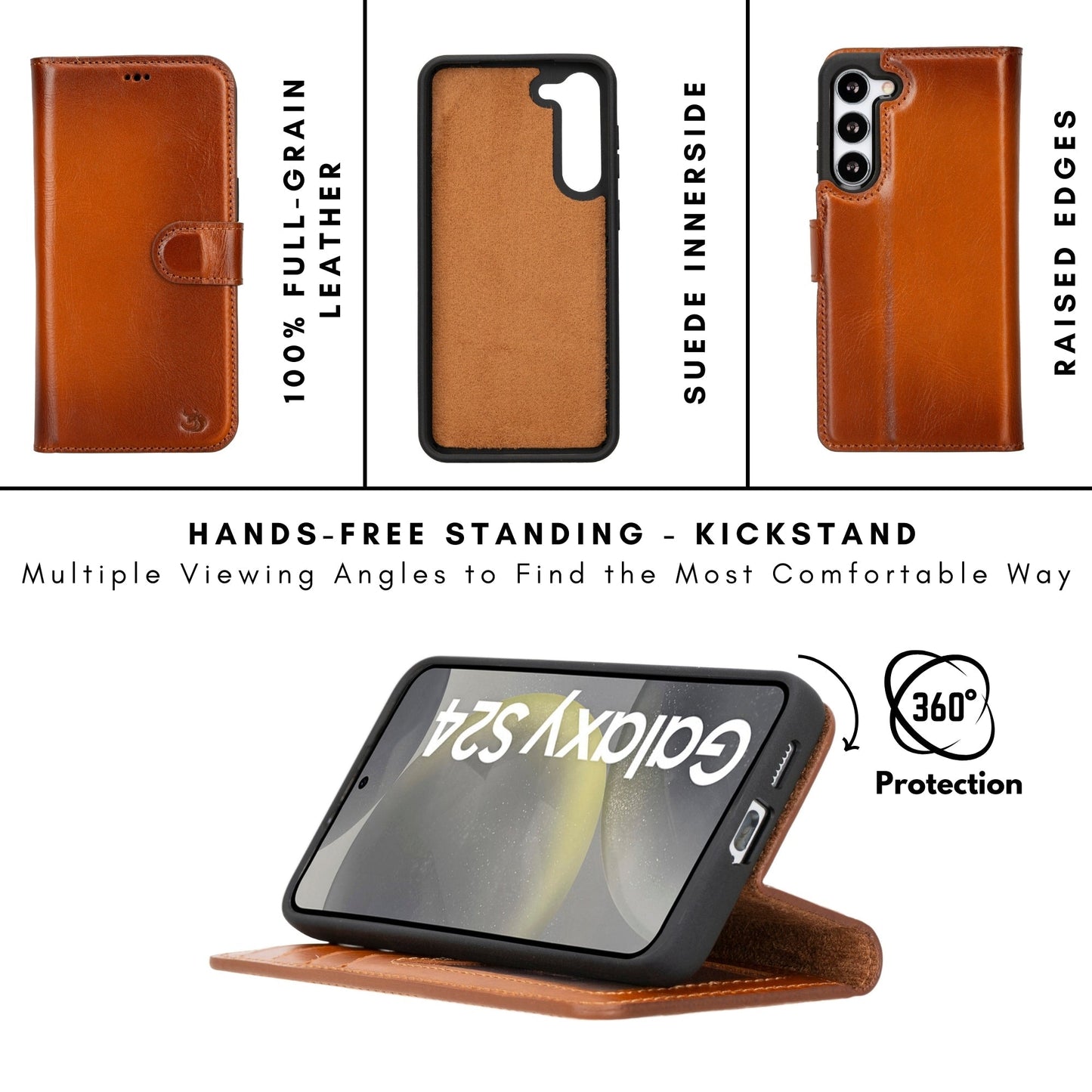 Buffalo Leather Samsung Galaxy S24 Wallet with Detachable Case - Concordia Style Boutique