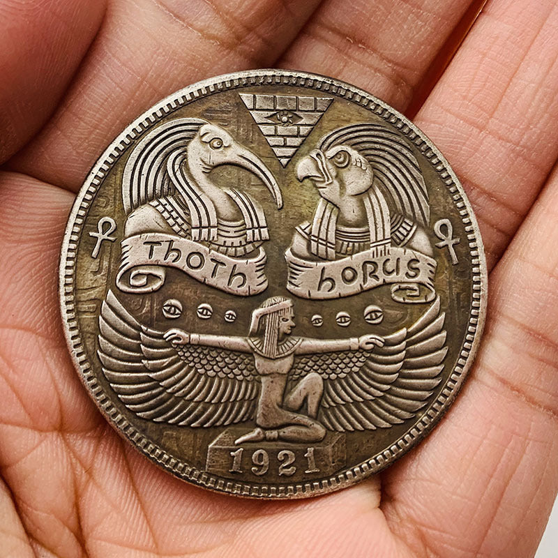 American Eagle/ Toth/ Horus/ Pyramid Brass Novelty Coin - Concordia Style Boutique
