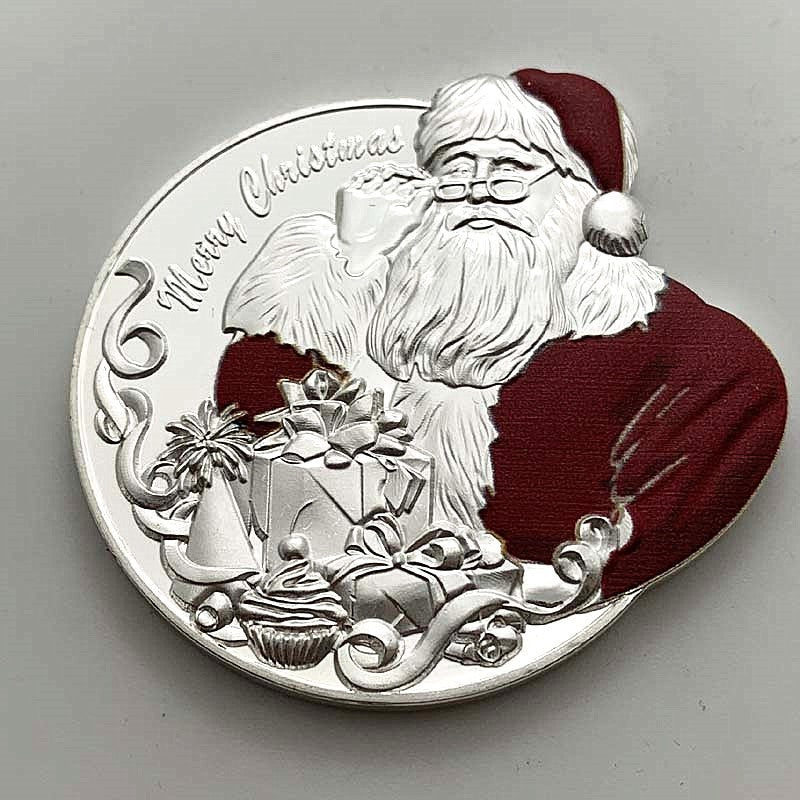 Silver Plated Commemorative Coin Badge Of Santa Claus - Concordia Style Boutique