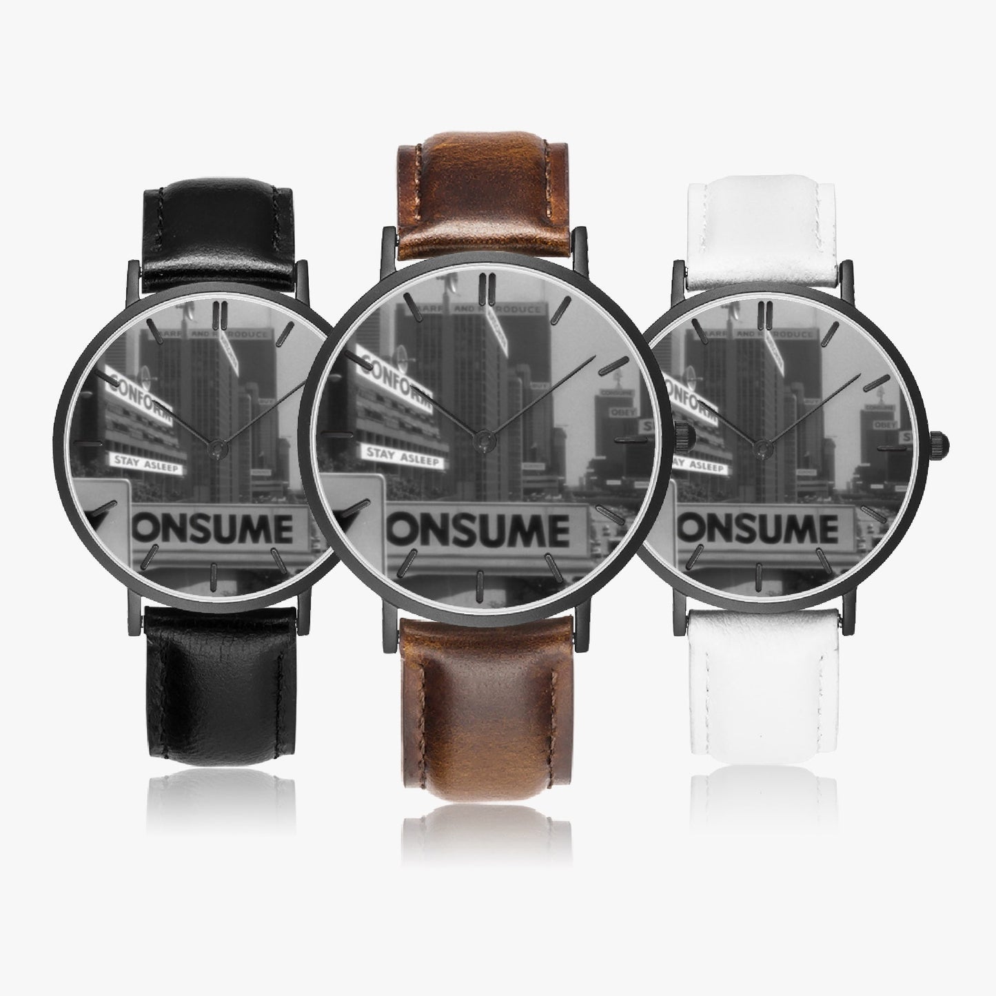 Ultra-Thin Leather Strap Quartz Watch -"They Live" - Unisex - Premium Leather Strap Watches from Concordia Style Boutique - Just $41.25! Shop now at Concordia Style Boutique