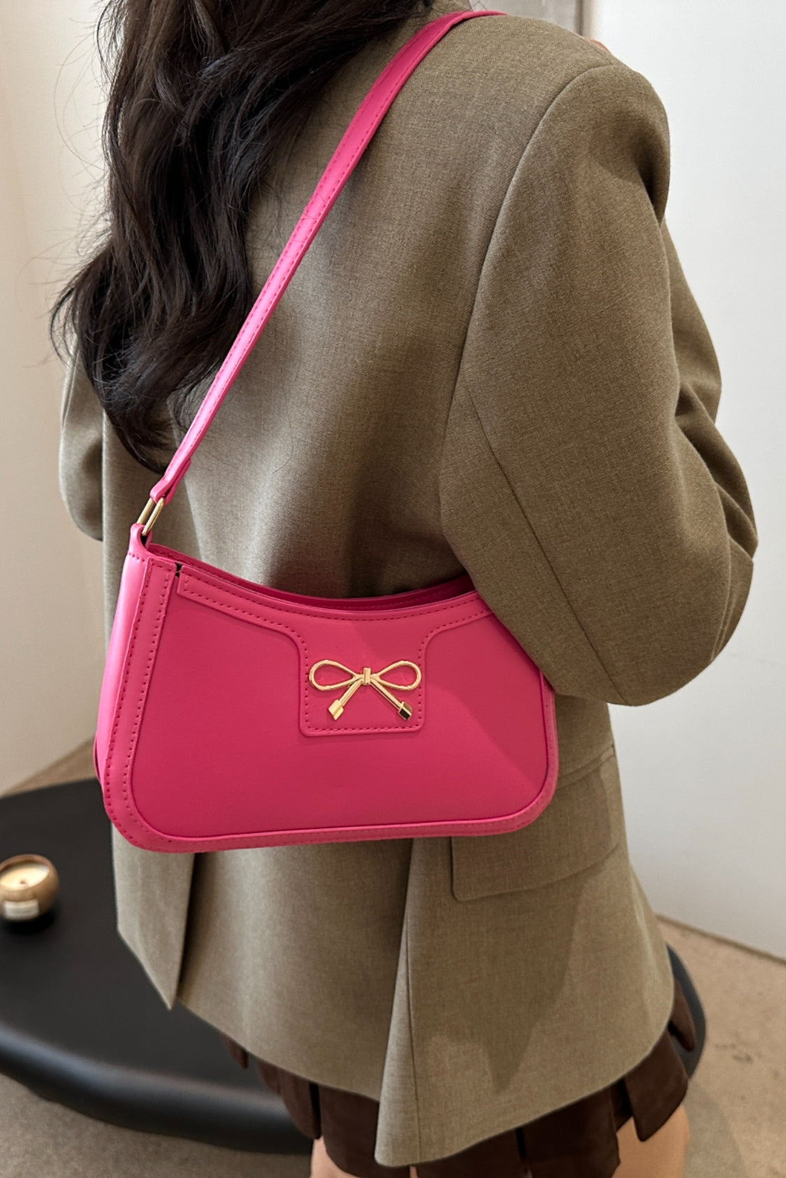Bow Trim PU Leather Shoulder Bag - Premium Shoulder Bag from Concordia Style Boutique - Just $18.68! Shop now at Concordia Style Boutique