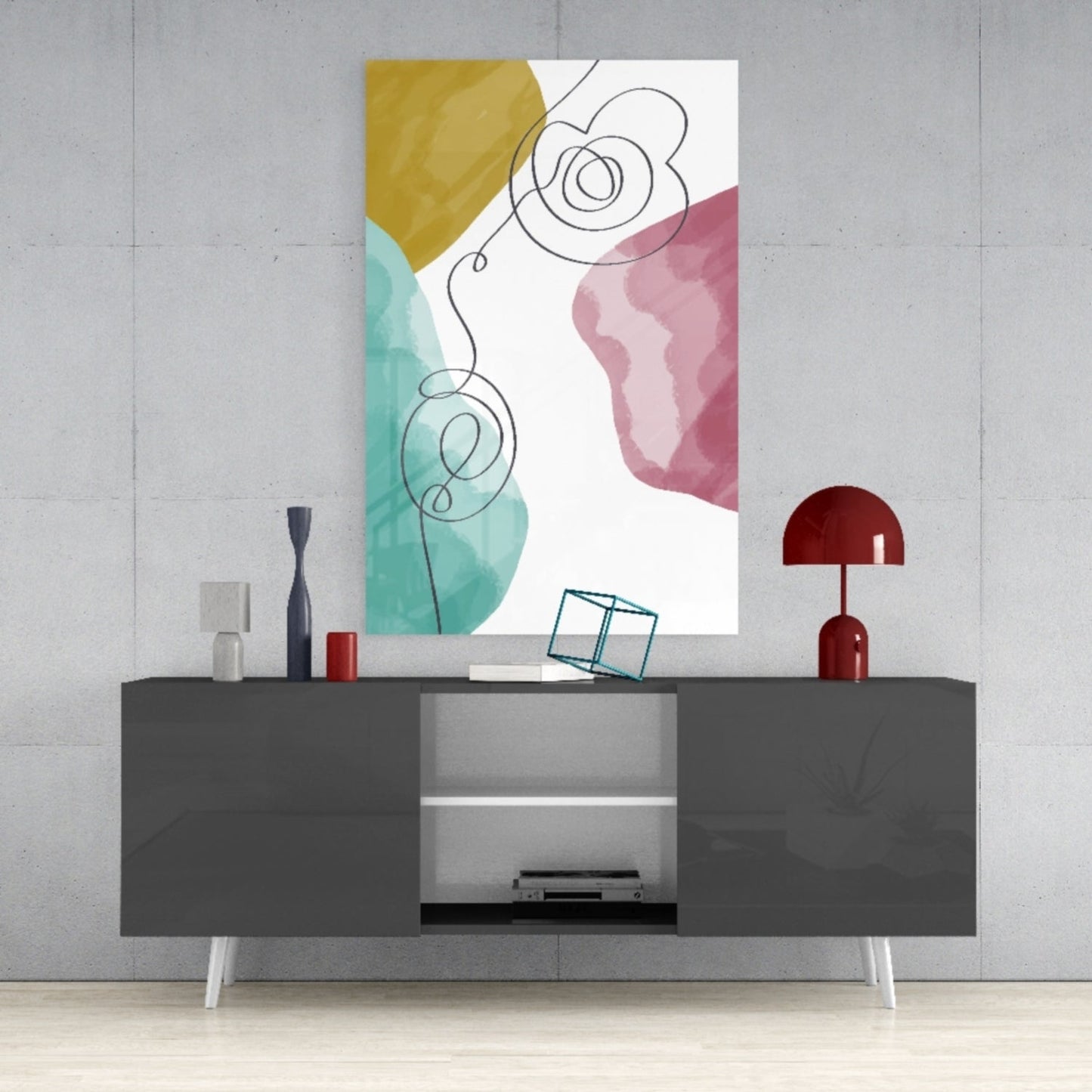 Abstract Shapes Glass Wall Art