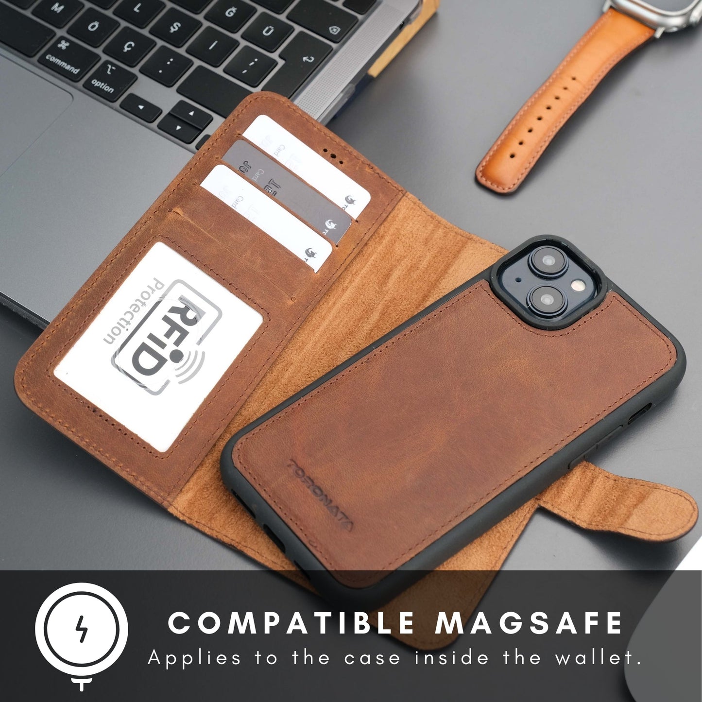 Casper Leather iPhone 15 Wallet Case | Detachable MagSafe Compatible RFID Protection - Concordia Style Boutique