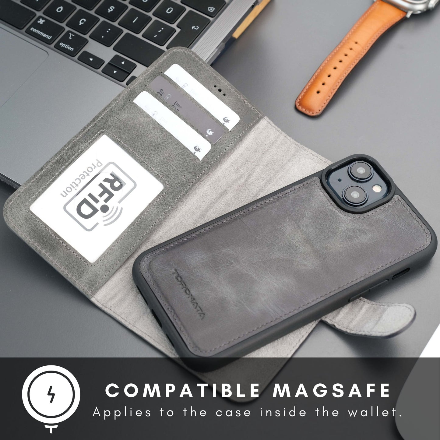 Casper Leather iPhone 15 Wallet Case | Detachable MagSafe Compatible RFID Protection - Concordia Style Boutique