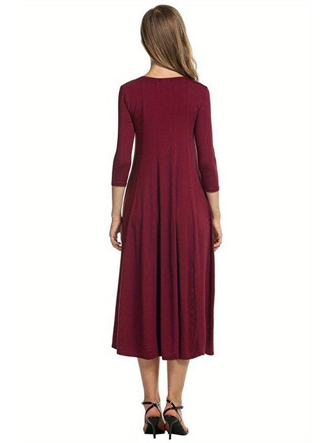 3/4 Sleeve A-line Dress - Concordia Style Boutique