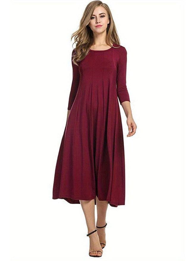 3/4 Sleeve A-line Dress - Concordia Style Boutique