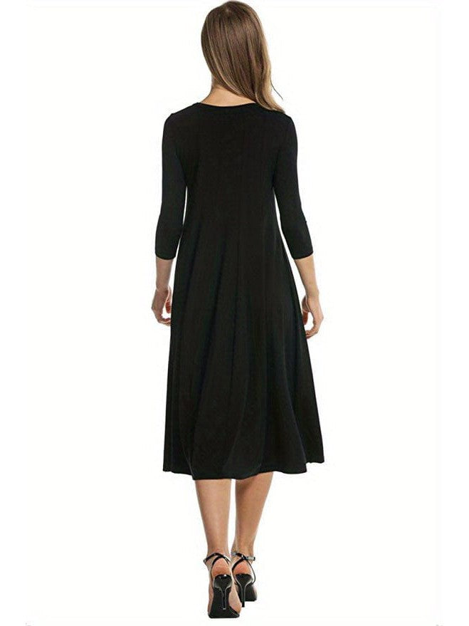 3/4 Sleeve A-line Dress - Concordia Style Boutique