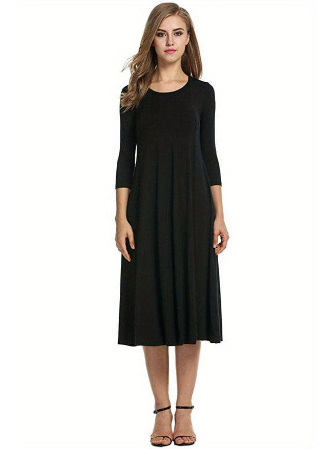 3/4 Sleeve A-line Dress - Concordia Style Boutique