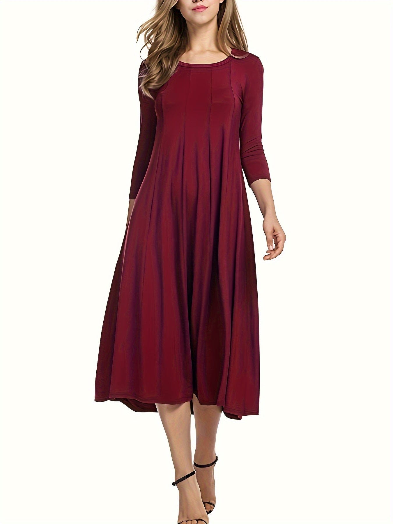 3/4 Sleeve A-line Dress - Concordia Style Boutique