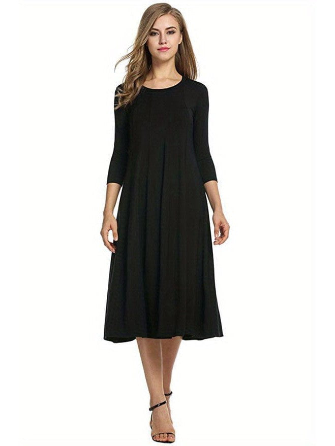 3/4 Sleeve A-line Dress - Concordia Style Boutique