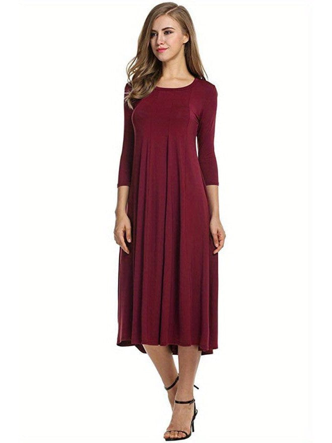 3/4 Sleeve A-line Dress - Concordia Style Boutique