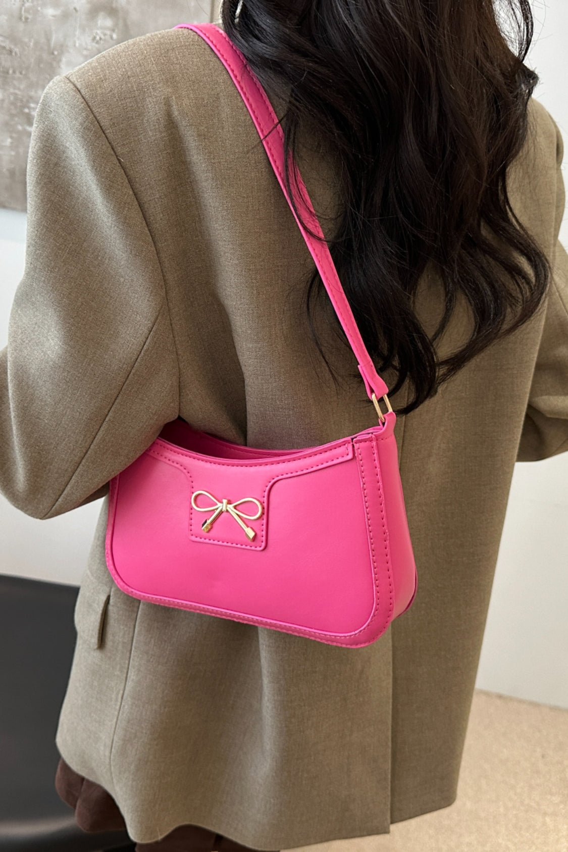 Bow Trim PU Leather Shoulder Bag - Premium Shoulder Bag from Concordia Style Boutique - Just $18.68! Shop now at Concordia Style Boutique