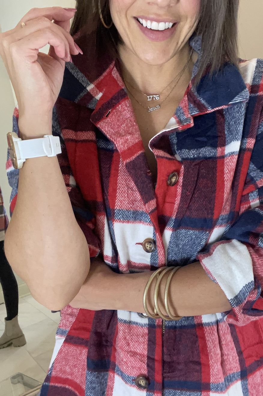 Red White and Blue Shacket - Concordia Style Boutique