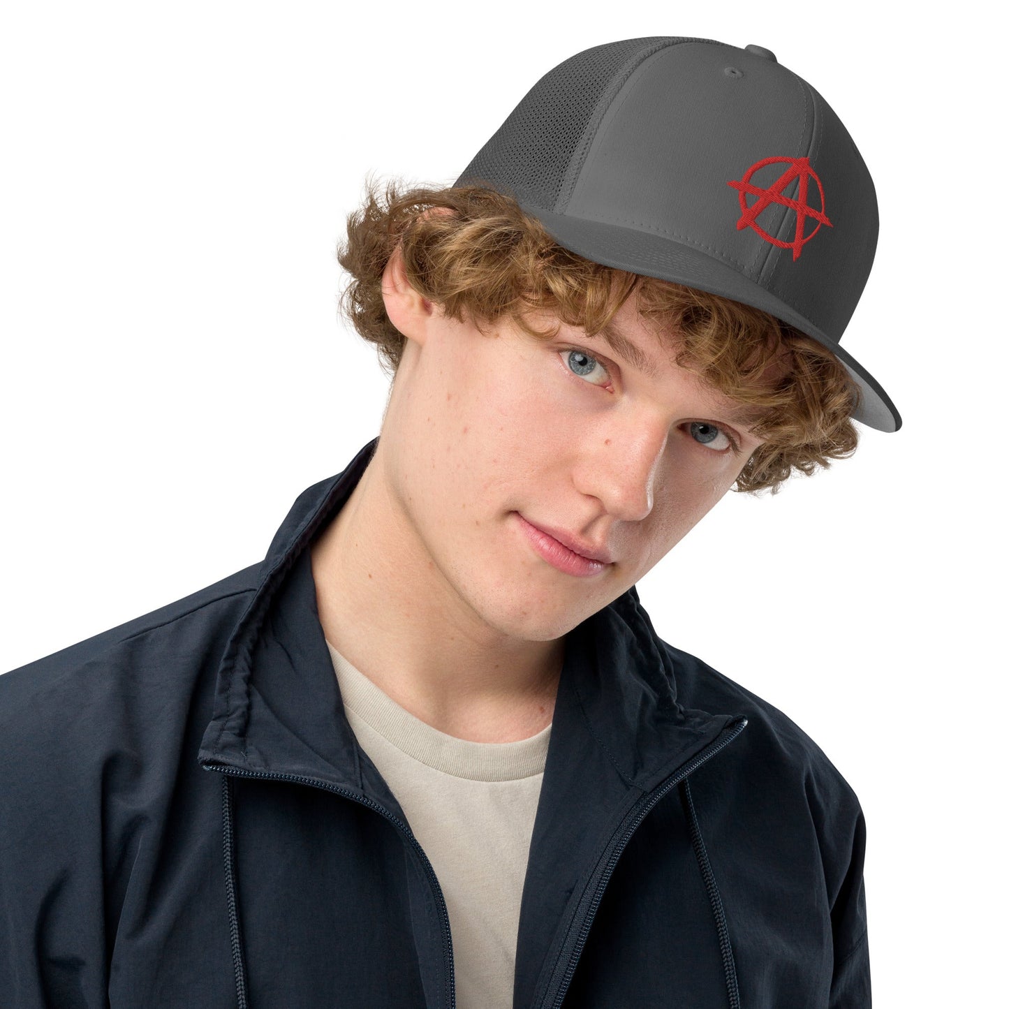 Ancom Anarchy Anarchocommunism Black & Red Closed-back trucker cap - Concordia Style Boutique