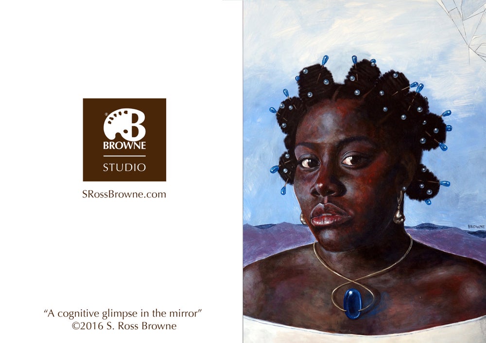 'A COGNITIVE GLIMPSE IN THE MIRROR' S. Ross Browne Greeting Card: 5x7 Frame Ready