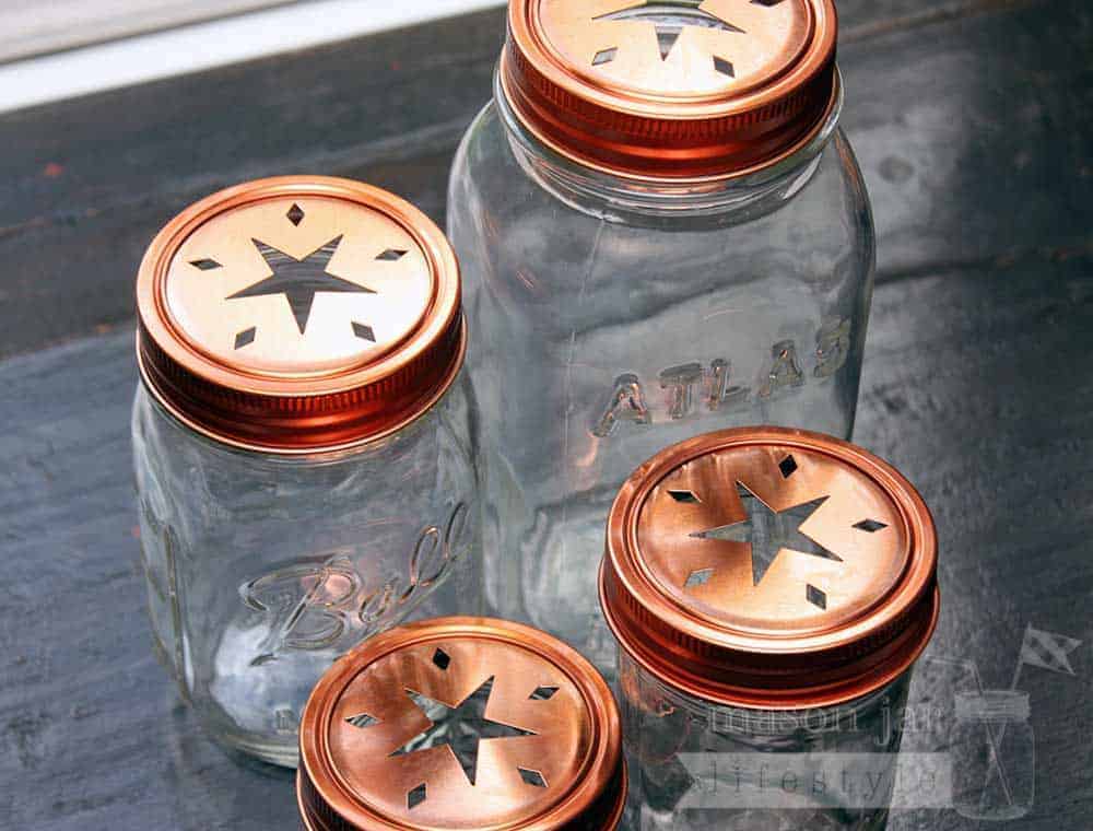 Star Pattern Gold or Copper Lid Inserts for Mason Jars 10 Pack - Concordia Style Boutique