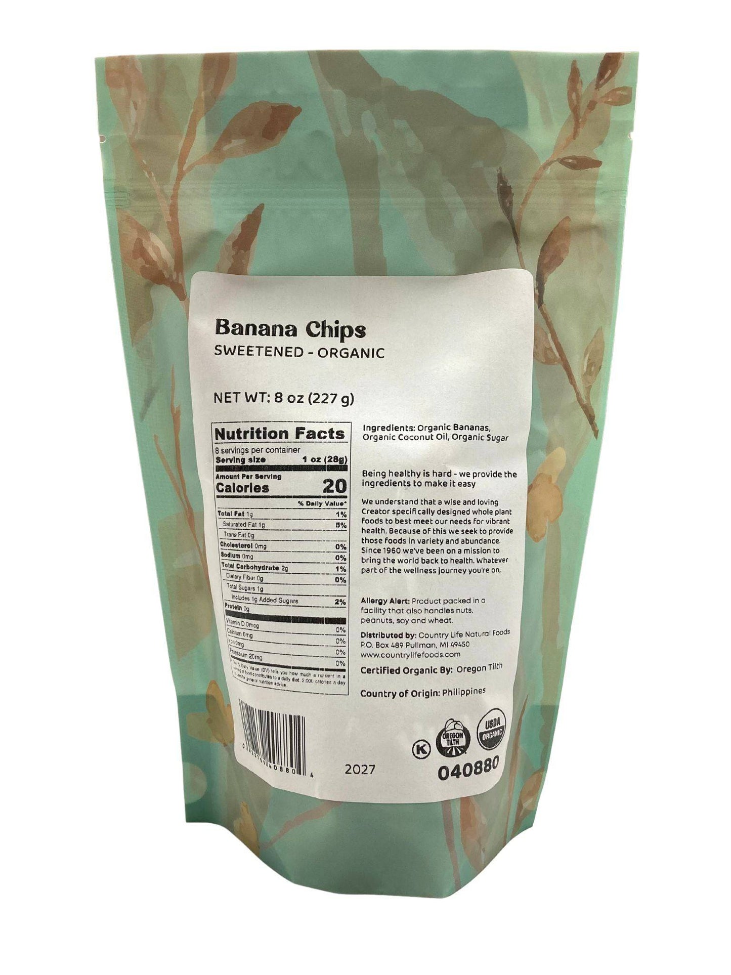 Banana Chips, Sweetened, Organic - Concordia Style Boutique