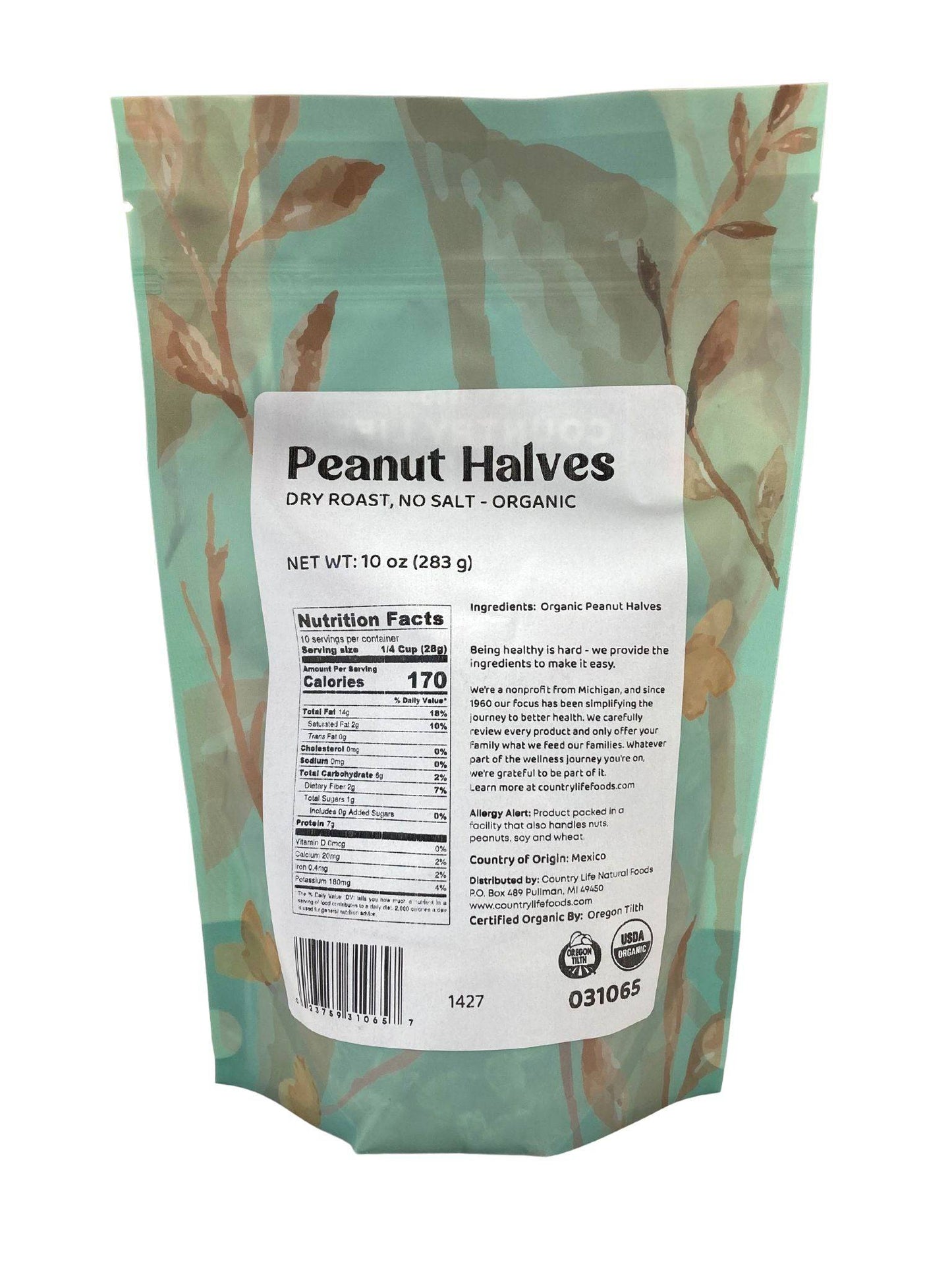 Peanuts, 1/2s Dry Roasted, Organic, No Salt